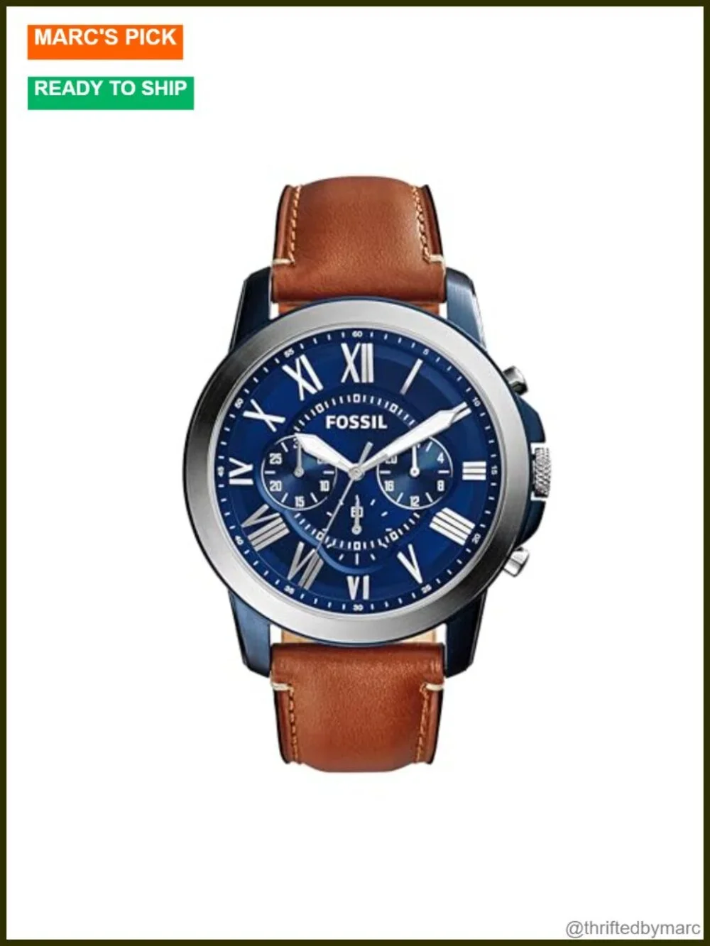 Quartz Chronograph Watch with Genuine Leather Band